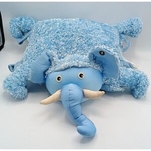 15" 2007 Zoobies Blue Ellema The Elephant Pillow Plush w/ Blanket 2